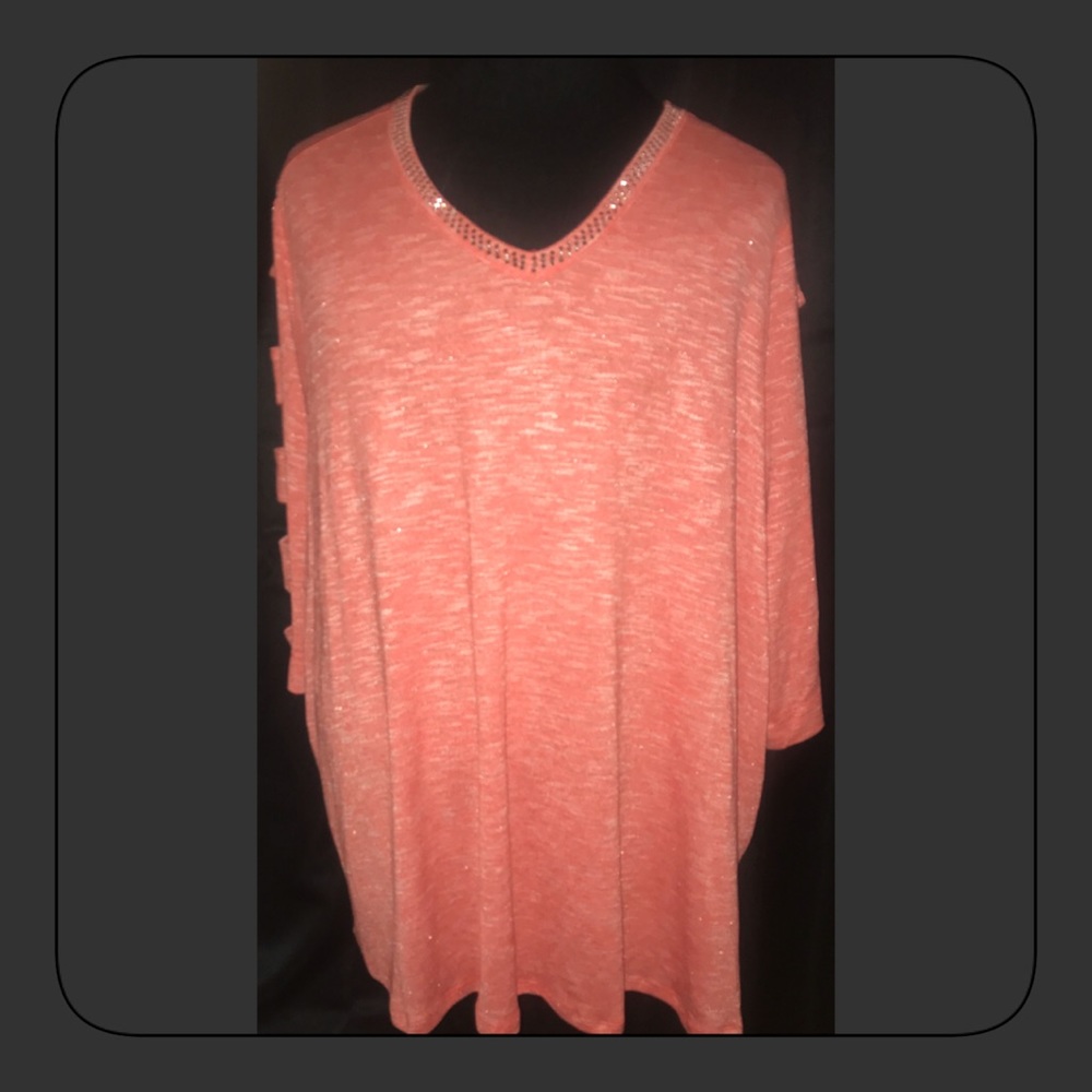 TERRA & SKY TOP CAGE 3/4 SLEEVE 2X, 3X, 4X NWT